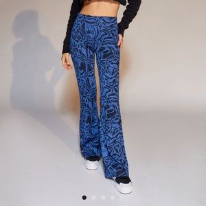 Urban outfitters black and blue flare pants